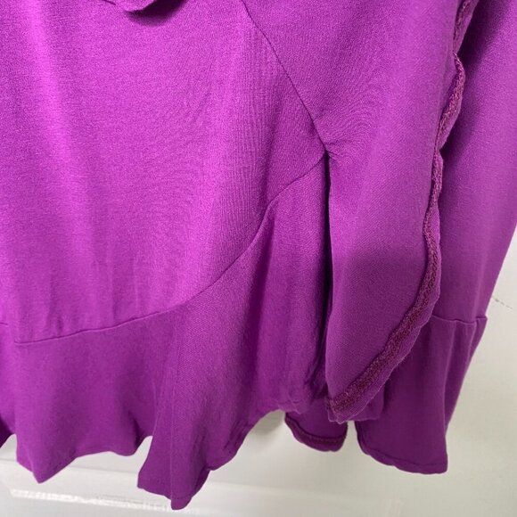 Roaman's Purple Cold Shoulder Ruffled Criss Cross Top, Size 14/16 #292 - Picture 9 of 13